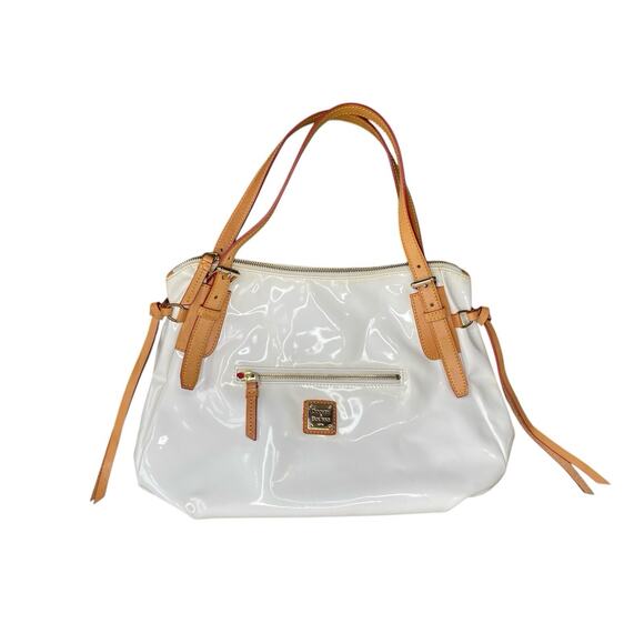 Dooney & Bourke Pocketbook White Patent Leather Large Nina Handbag - Picture 1 of 16